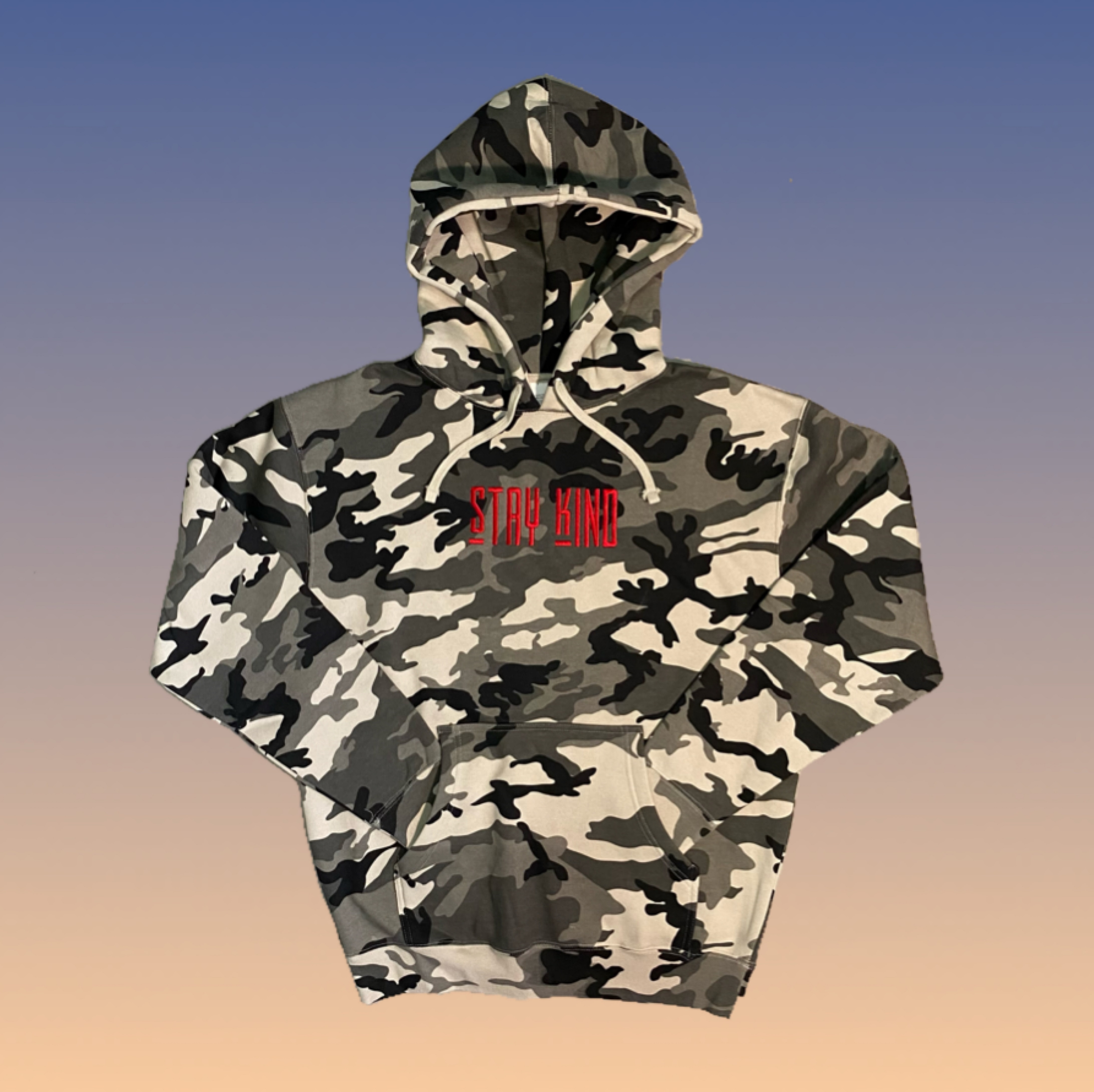 STAY KIND Heavyweight Snow Camo Hoodie | LXK Clothing Co.